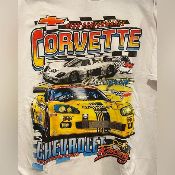 NWT Corvette Size XL White Cotton Tee Shirt Graphic Print Chevrolet Motor Sports - Picture 2 of 10